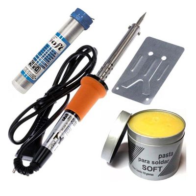 Kit Ferro De Solda Com Tubete Estanho + Pasta De Solda Voltagem 127v 40w