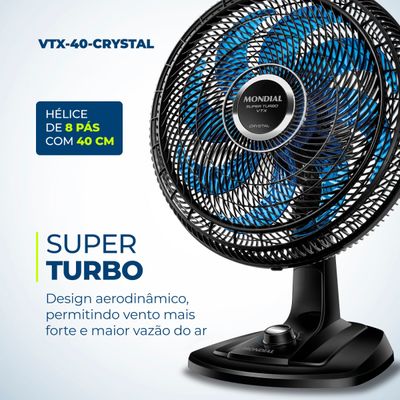 Ventilador de Mesa Super Turbo 8 Pás Mondial VTX-40-CRYSTAL 220V