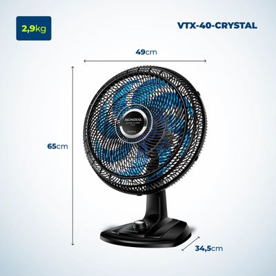 Ventilador de Mesa Super Turbo 8 Pás Mondial VTX-40-CRYSTAL 220V