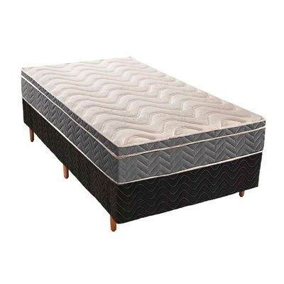 Cama Box Solteiro: Colchão Anatômico Paropas D45/Ep Confort Mega Firme + Base Fantasy Black(88X188)