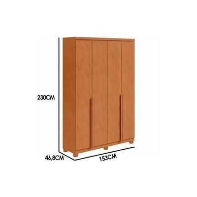 Guarda Roupa Solteiro 4 Portas E 2 Gavetas C/ Pés Alonzo Amêndoa/branco - Lopas