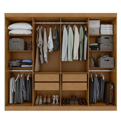 Guarda-roupa Casal Easy Slim 8 Portas Com Pés Amendoa Clean/off White