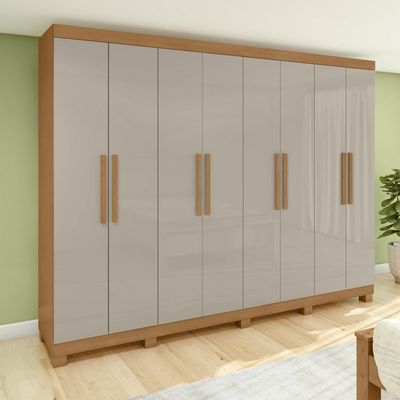 Guarda-roupa Casal Easy Slim 8 Portas Com Pés Amendoa Clean/off White