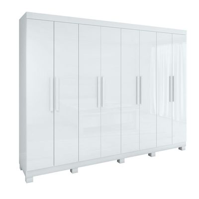 Guarda-roupa Casal Easy Slim 8 Portas Com Pés Branco