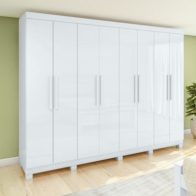 Guarda-roupa Casal Easy Slim 8 Portas Com Pés Branco