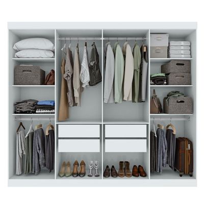 Guarda-roupa Casal Easy Slim 8 Portas Com Pés Branco