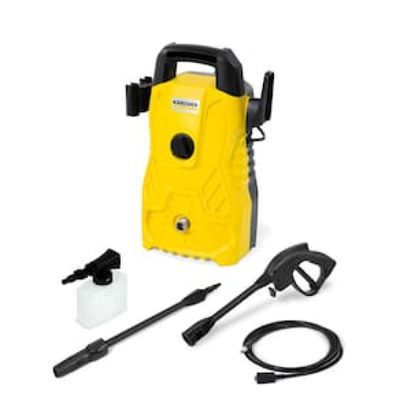 Lavadora de Alta Pressão Karcher Compacta 1500 PSI/Libras 1200W 300L/h com Aplicador de Detergente e Lança Regulável Amarela/Preta / 220