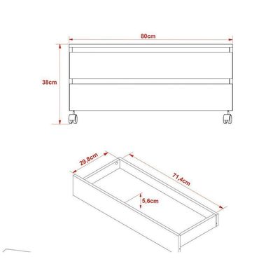 Gabinete De Banheiro Bn3603 2 Gavetas C/ Rodízio Cor Branco - Tecno Mobili