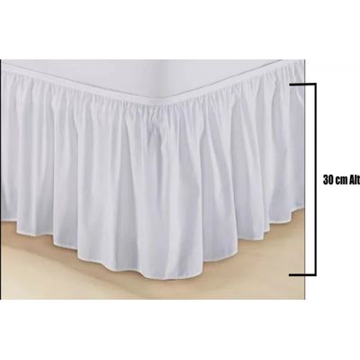 Kit Protetor Casal King + 2 Porta Travesseiro Impermeável com Saia Box Branco