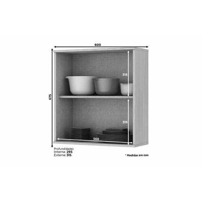 Cozinha Modulada Completa Connect 6pçs 2 Armários 2 Balcões 2 Complementos C6P06 Duna/Cristal Henn