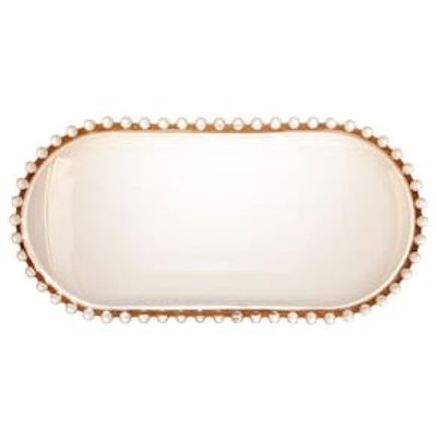 Travessa Oval Wolff Pearl em Cristal Âmbar - 15 x 30 cm