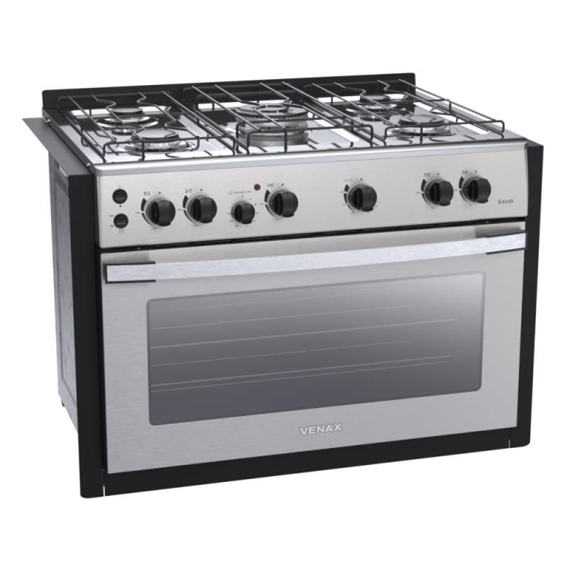 Fogão 5 Bocas de Embutir Venax Gaudi Platinum Inox - 110v - Gdvt561
