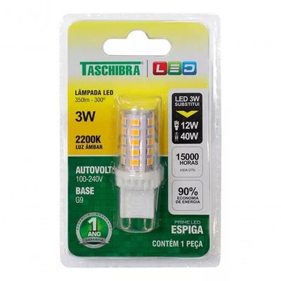 Lampada Led Taschibra G9 Espiga 3w Autovolt 2200k Branco - Bivolt