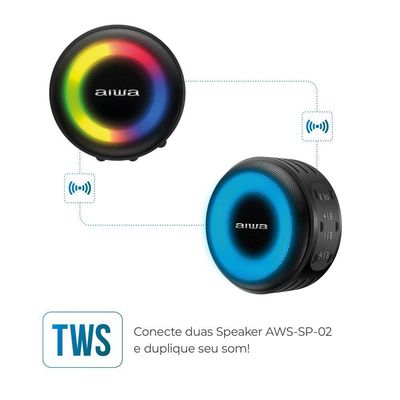Caixa De Som Speaker Aiwa Bluetooth Luzes Bivolt