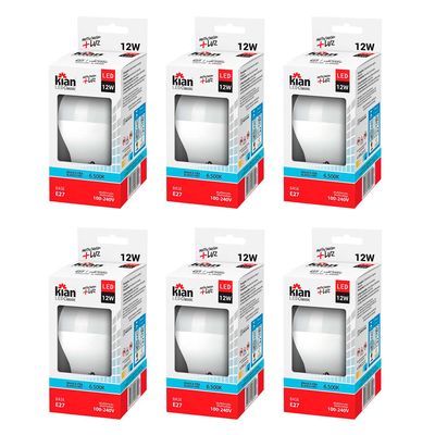 Kit com 6 Lâmpadas Led 12W Kian Branca Bivolt