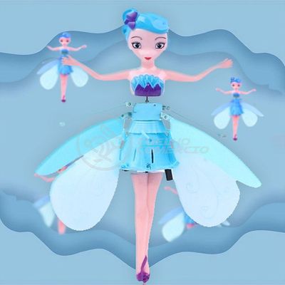 Boneco Princesa Aerocraft Fada Voadora Azul 19Cm C/ Luz