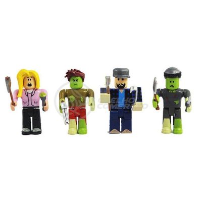 Cartela 4 Boneco 7Cm Roblox Toys Zombie + Cenario Apocalipse