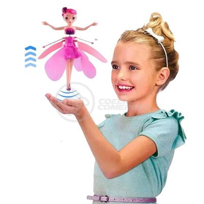 Boneco Princesa Aerocraft Fada Voadora Rosa 19Cm C/ Luz