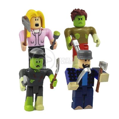 Cartela 4 Boneco 7Cm Roblox Toys Zombie + Cenario Apocalipse