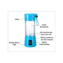 Mini Liquidificador Portátil 380Ml 10W Bivolt - Azul