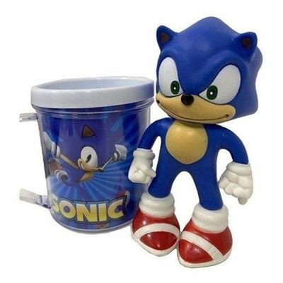Kit Sonic The Hedgehog Caneca + Boneco 16Cm