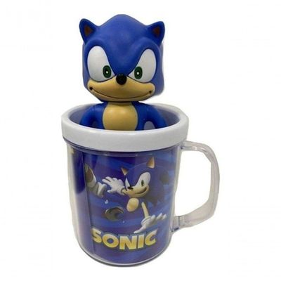 Kit Sonic The Hedgehog Caneca + Boneco 16Cm