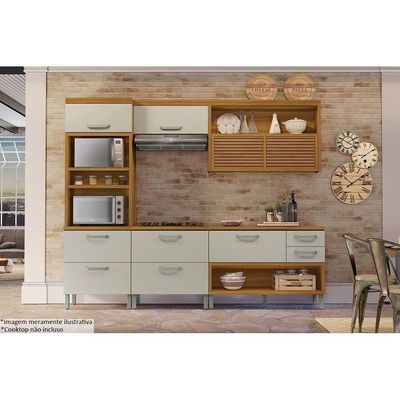 Balcão De Cozinha Modulado Princesa 1 Porta E 1 Gaveta C/ Tampo Freijo/off White - Nesher