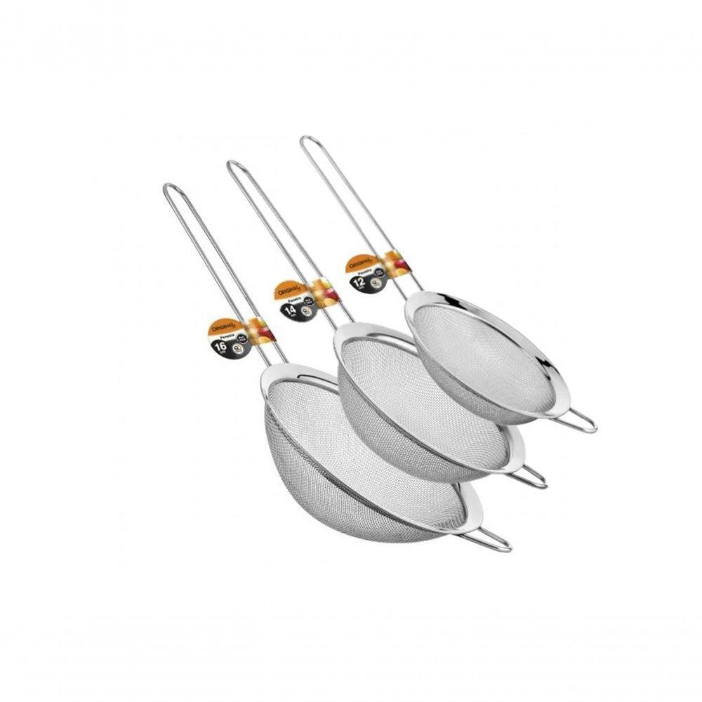 Kit Peneiras Em Aço Inox 12, 14 E 16Cm - Origina Line