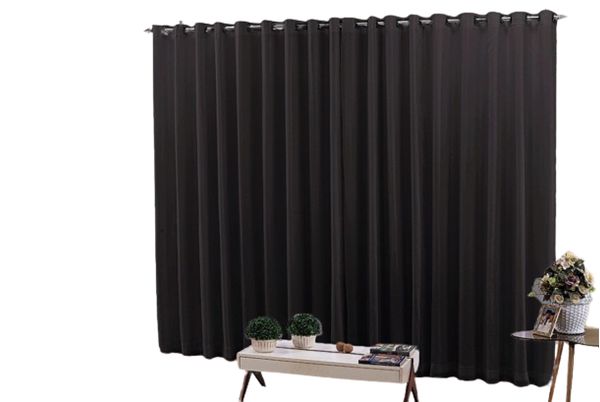 Cortina 5,00x2,60 Sala Quarto Cozinha Voil forro Blackout Preto
