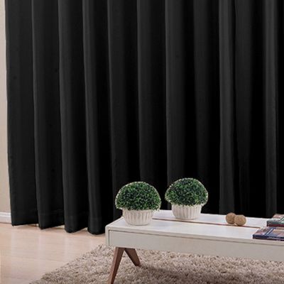 Cortina 5,00x2,60 Sala Quarto Cozinha Voil forro Blackout  Preto