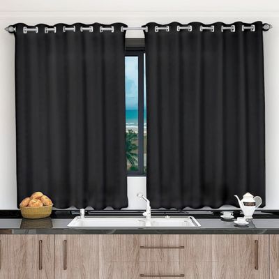 Cortina 2,00x1,20 Janela Sala Quarto Cozinha Tecido Liso  Preto