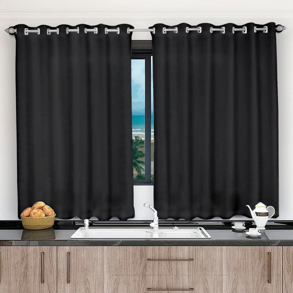 Cortina 2,00x1,20 Janela Sala Quarto Cozinha Tecido Liso Preto