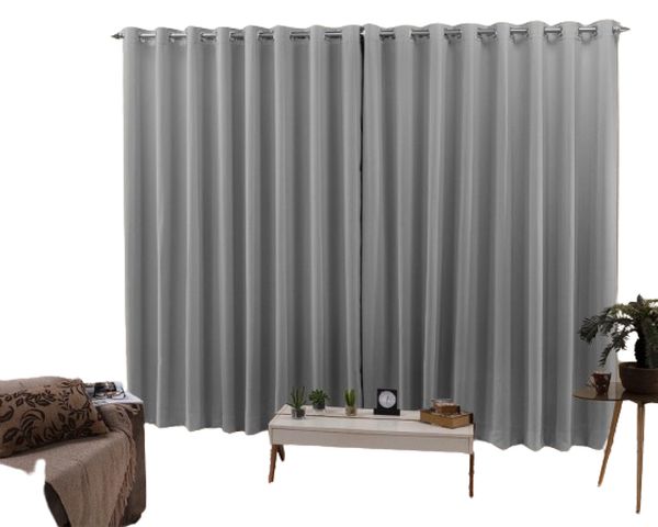 Cortina 6,00x2,60 Sala Quarto Cozinha Voil forro Blackout Cinza