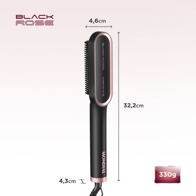 Escova Alisadora Black Rose Mondial Preto/Rose -EA-07 BIV