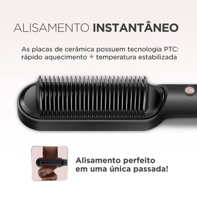 Escova Alisadora Black Rose Mondial Preto/Rose -EA-07 BIV