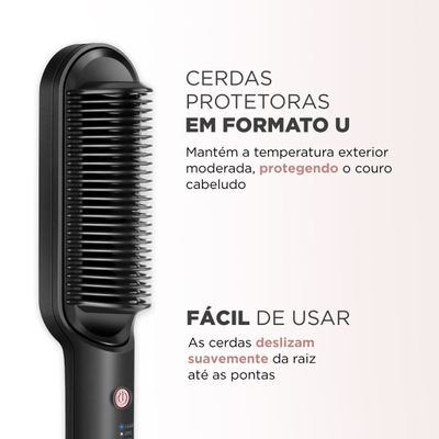 Escova Alisadora Black Rose Mondial Preto/Rose -EA-07 BIV