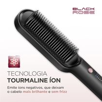 Escova Alisadora Black Rose Mondial Preto/Rose -EA-07