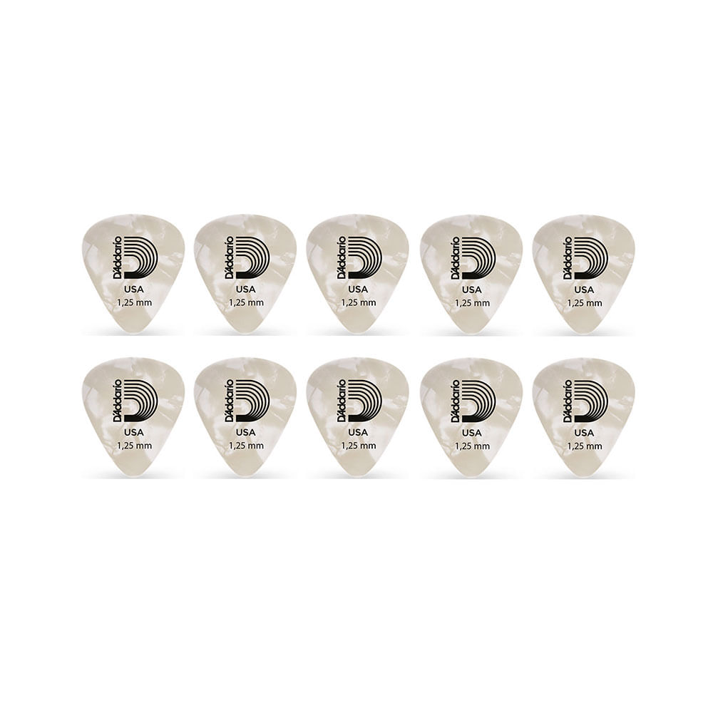KIT 10 Palhetas D&#039Addario Pearl 1CWP7 Heavy 1,25 mm - PL0055PC10