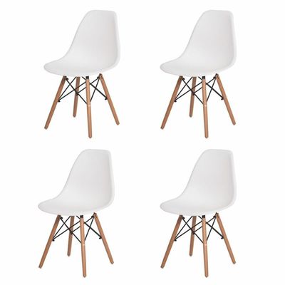 Conjunto Mesa Redonda Eiffel Preta 70cm Com 4 Cadeiras Eiffel Branca