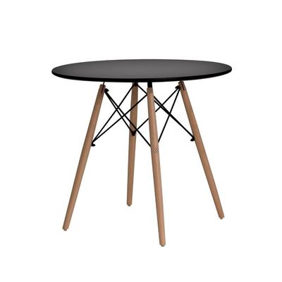 Conjunto Mesa Redonda Eiffel Preta 70cm Com 4 Cadeiras Eiffel Branca