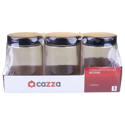 Conjunto com 3 Potes Active 1200ml Cazza