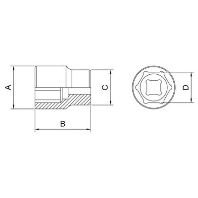 Soquete Sextavado Em Aço Cromo Vanádio 11 Mm - Encaixe 1/2" Tramontina Pro Tramontina