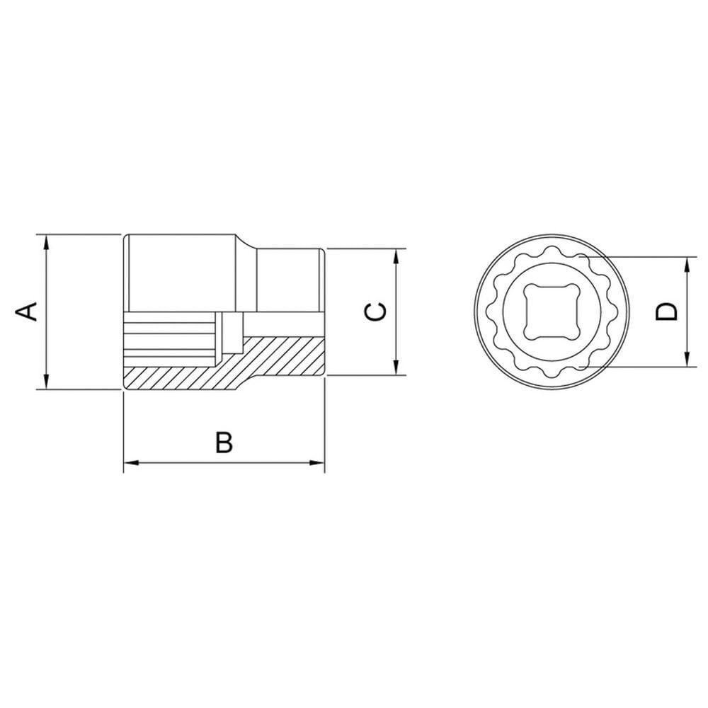 Soquete Estriado Em Aço Cromo Vanádio 3/8" - Encaixe 1/2" Tramontina Pro Tramontina
