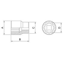 Soquete Estriado Em Aço Cromo Vanádio 5/16" - Encaixe 1/2" Tramontina Pro Tramontina
