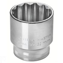 Soquete Estriado 24 Mm Encaixe 1/2" Em Aço Cromo Vanádio Com Acabamento Cromado
