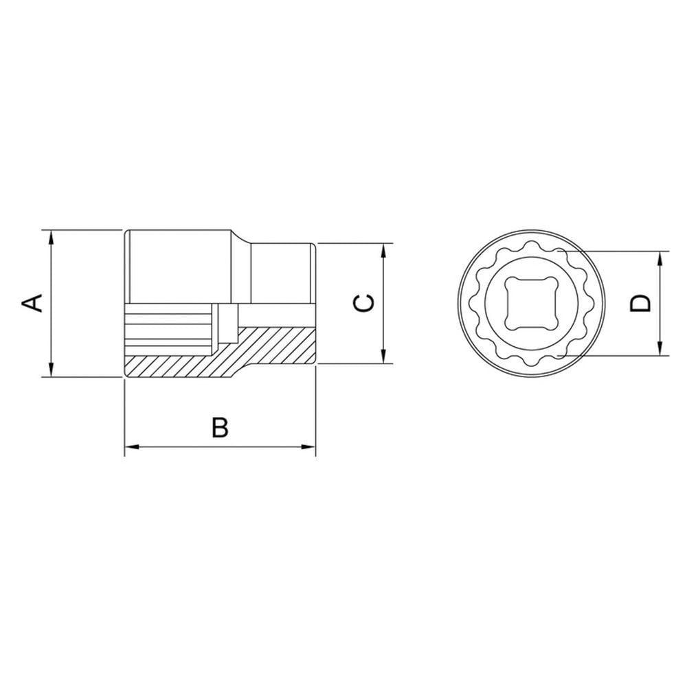 Soquete Estriado Em Aço Cromo Vanádio 27 Mm - Encaixe 1/2" Tramontina Pro Tramontina