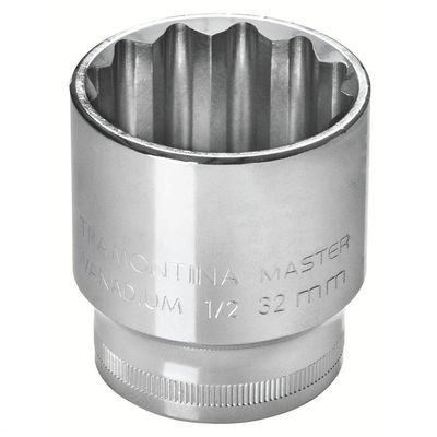 Soquete Estriado 11 Mm Encaixe 1/2" Em Aço Cromo Vanádio Com Acabamento Cromado