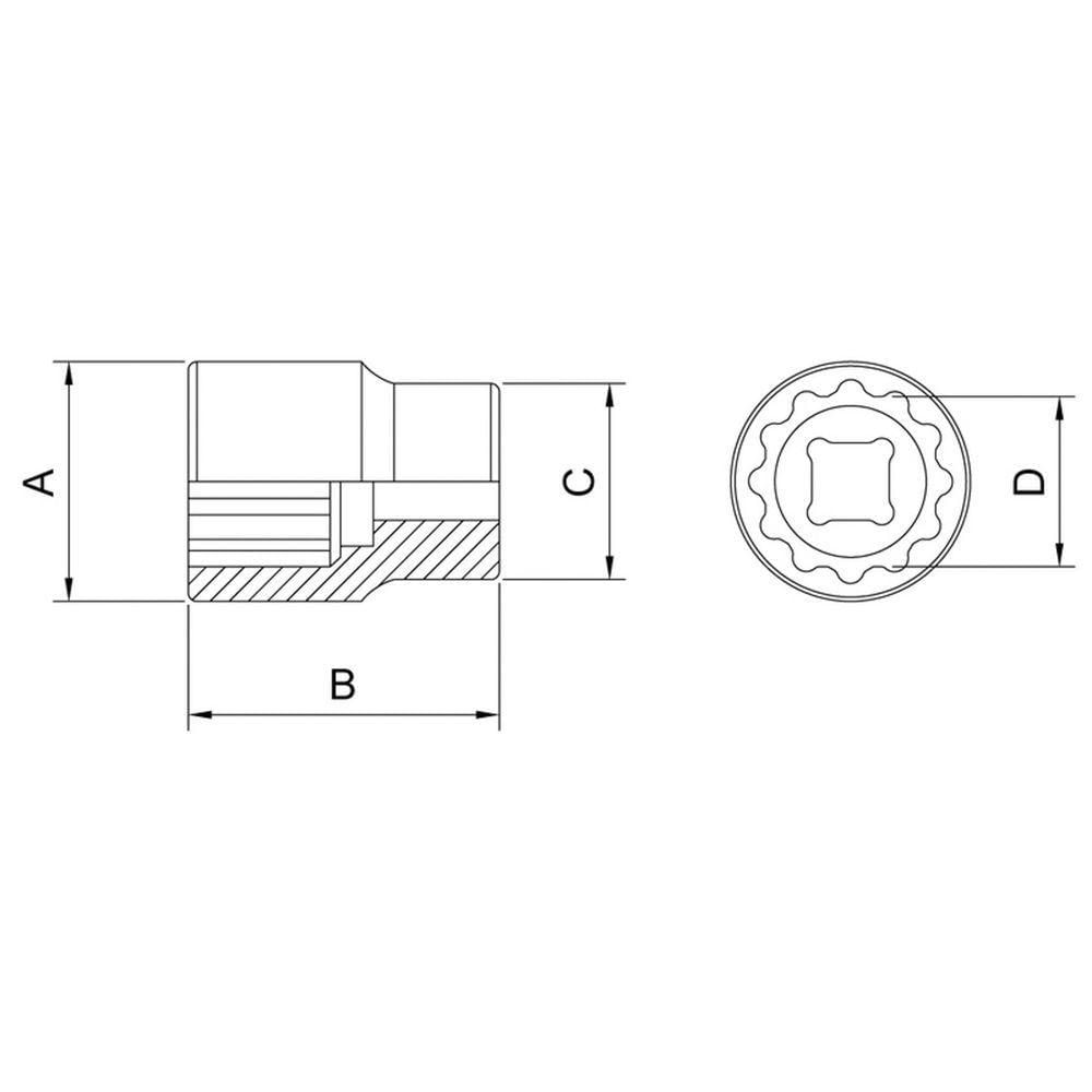 Soquete Estriado Em Aço Cromo Vanádio 30 Mm - Encaixe 3/4" Tramontina