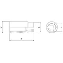 Soquete Sextavado Longo Em Aço Cromo Vanádio 16 Mm - Encaixe 1/2" Tramontina Pro Tramontina