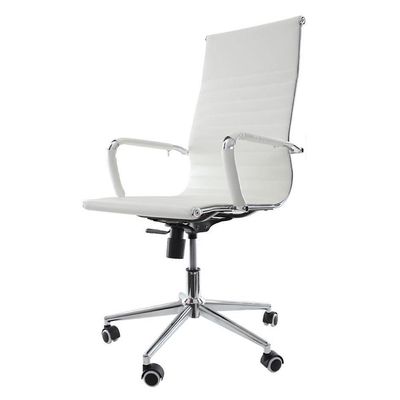 Kit 2 Cadeiras De Escritório Presidente Executiva Alta Confortável Esteirinha Para 120 Kg Branco